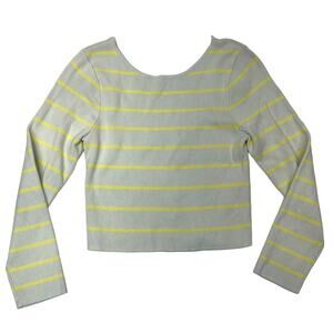Zara striped cropped sweater light green & yellow - large